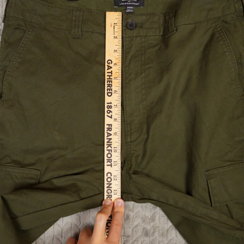 Banana Republic Cargo Pants Mens 34x36 Olive Green Lived-In Slim Straight Cotton
